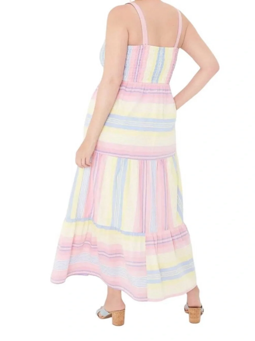 New Lane Bryant Pastel Striped Smocked Maxi Dress. Size 18/20